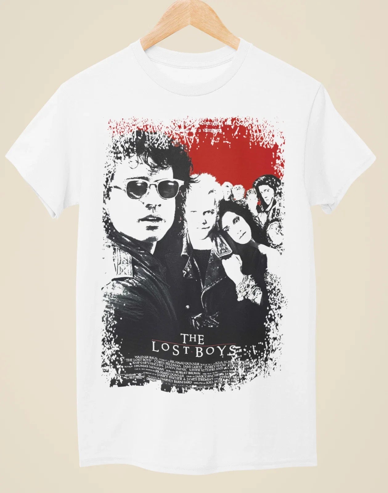 The Lost Boys - Movie Poster Inspired Unisex White T-Shirt Unisex T-shirt, Sweatshirt, Hoodie, Long Sleeve Tee - T-Shirt, Sweatshirt, Hoodie