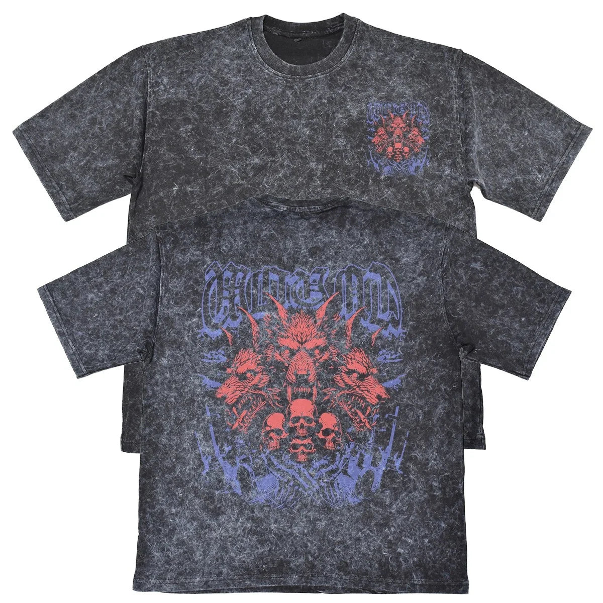 Metal Mens Carbon Grey Heavyweight 240gsm Vintage T-Shirt Gothic Wolf Gift Fo... Unisex T-shirt, Sweatshirt, Hoodie, Long Sleeve Tee - T-Shirt, Sweatshirt, Hoodie