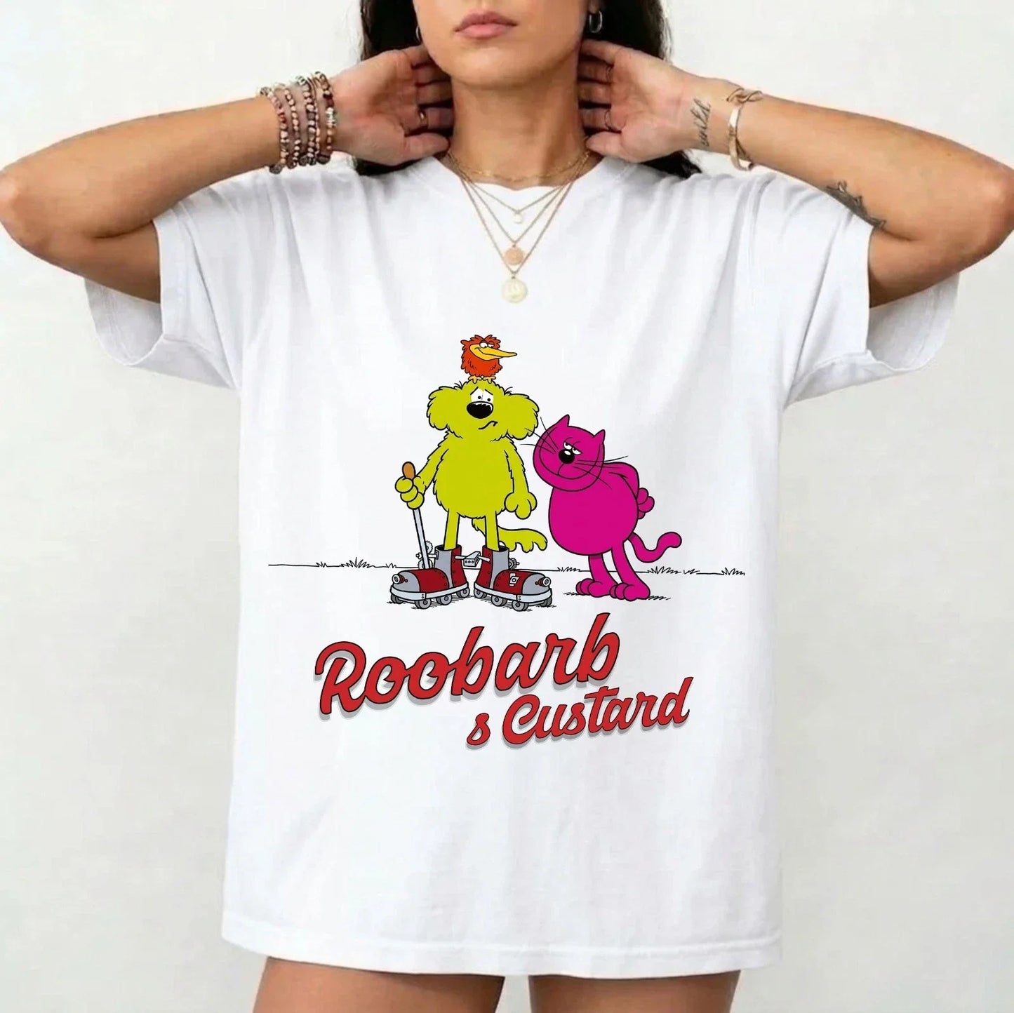 Roobarb & Custard Vintage T-Shirt - 90s Cartoon Retro Cartoon Lover Gift Tee Top Unisex T-shirt, Sweatshirt, Hoodie, Long Sleeve Tee - T-Shirt, Sweatshirt, Hoodie