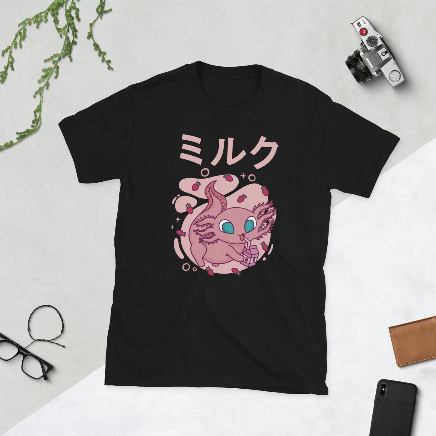 Kawaii Axolotl Strawberry Milk Mexician Salamander T Shirt Unisex T-shirt, Sweatshirt, Hoodie, Long Sleeve Tee - T-Shirt, Sweatshirt, Hoodie