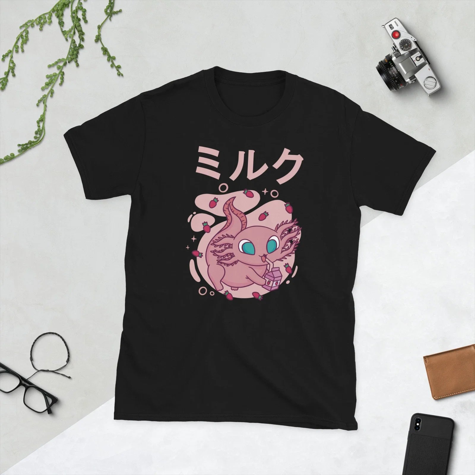 Kawaii Axolotl Strawberry Milk Mexician Salamander T Shirt Unisex T-shirt, Sweatshirt, Hoodie, Long Sleeve Tee - T-Shirt, Sweatshirt, Hoodie