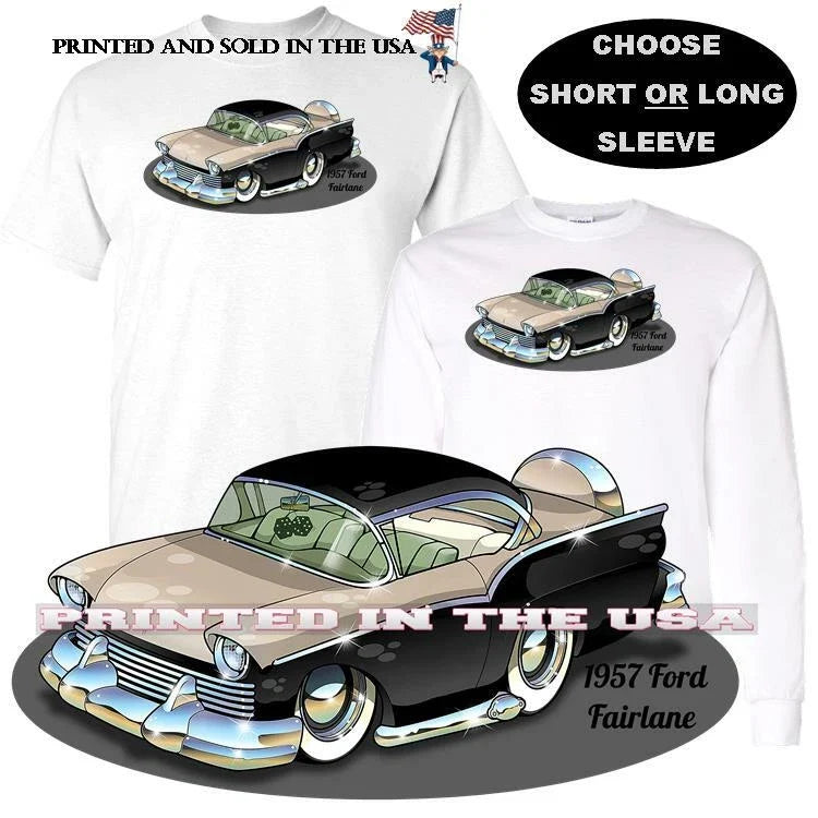 Ford Fairlane 1957 Classic Coupe Vintage Show Car Cartoon Art T Shirt Unisex T-shirt, Sweatshirt, Hoodie, Long Sleeve Tee - T-Shirt, Sweatshirt, Hoodie