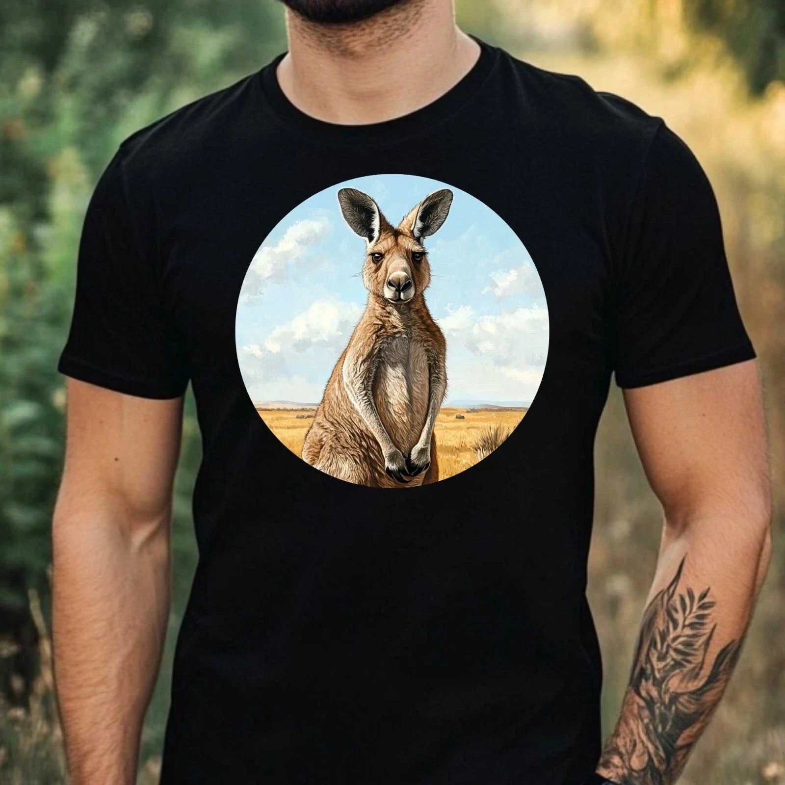 Mens Kangaroo Motif Cotton T-Shirt Size XS to 5XL Unisex T-shirt, Sweatshirt, Hoodie, Long Sleeve Tee - T-Shirt, Sweatshirt, Hoodie