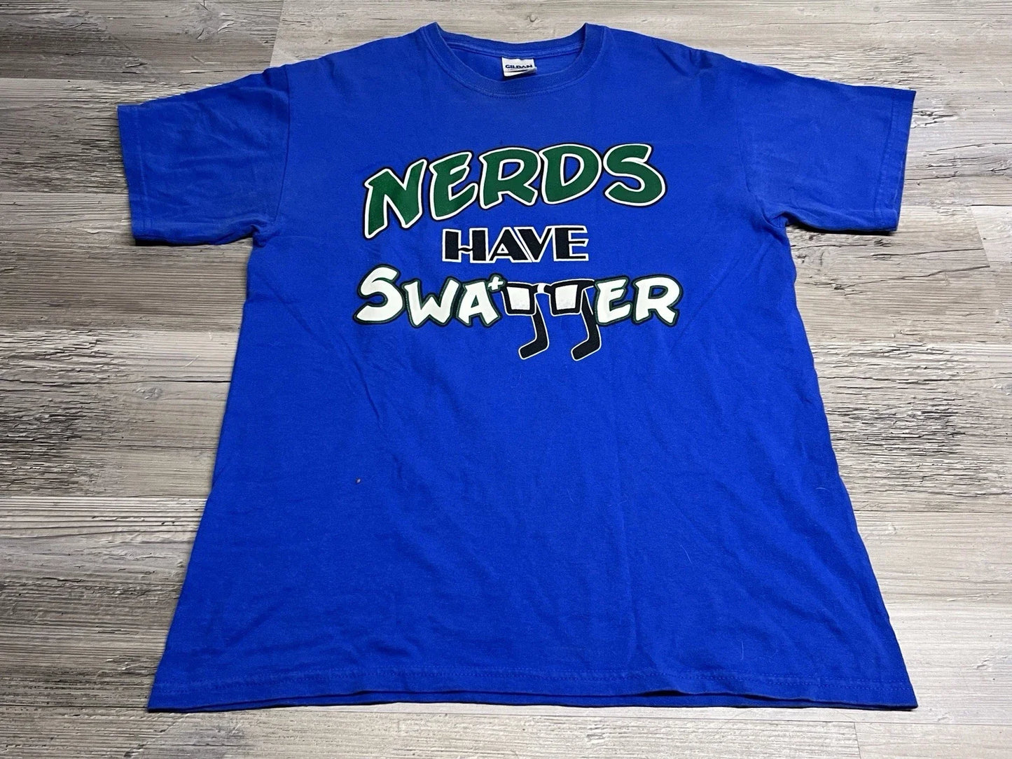 Vintage Y2K Funny Graphic T-Shirt Nerds Have Swagger Short Sleeve Blue Mens Sz M Unisex T-shirt, Sweatshirt, Hoodie, Long Sleeve Tee - T-Shirt, Sweatshirt, Hoodie