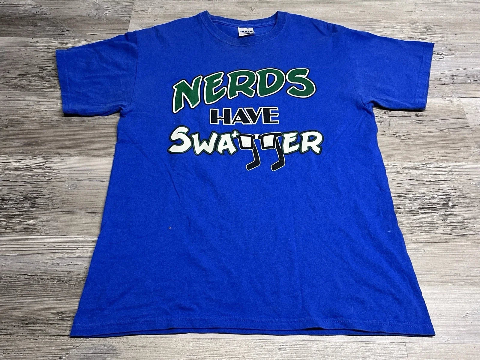 Vintage Y2K Funny Graphic T-Shirt Nerds Have Swagger Short Sleeve Blue Mens Sz M Unisex T-shirt, Sweatshirt, Hoodie, Long Sleeve Tee - T-Shirt, Sweatshirt, Hoodie