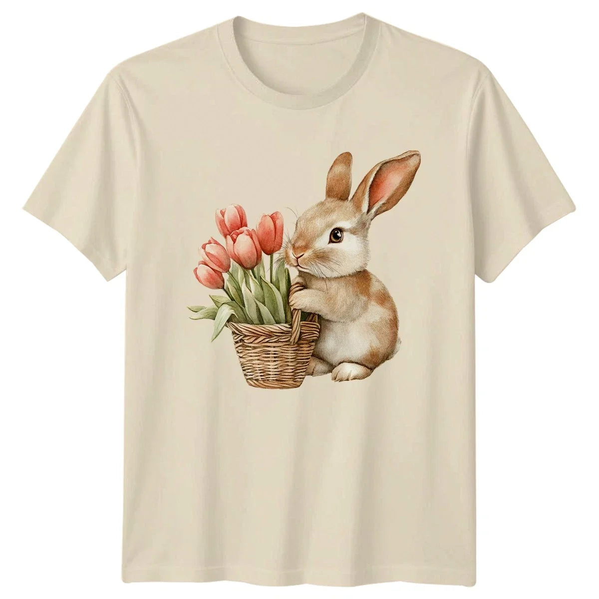 Cute Watercolor Rabbit Holding Basket T-Shirt Easter Rabbit Animal Easter Gift Unisex T-shirt, Sweatshirt, Hoodie, Long Sleeve Tee - T-Shirt, Sweatshirt, Hoodie
