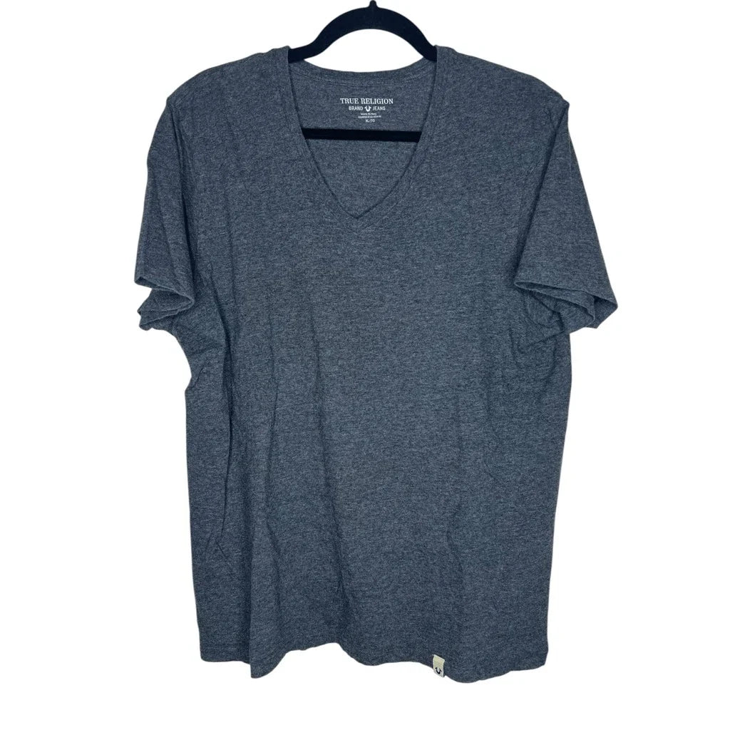 True Religion V-Neck T-Shirt Gray XL 100% Cotton Logo Tag Casual Tee Unisex T-shirt, Sweatshirt, Hoodie, Long Sleeve Tee - T-Shirt, Sweatshirt, Hoodie