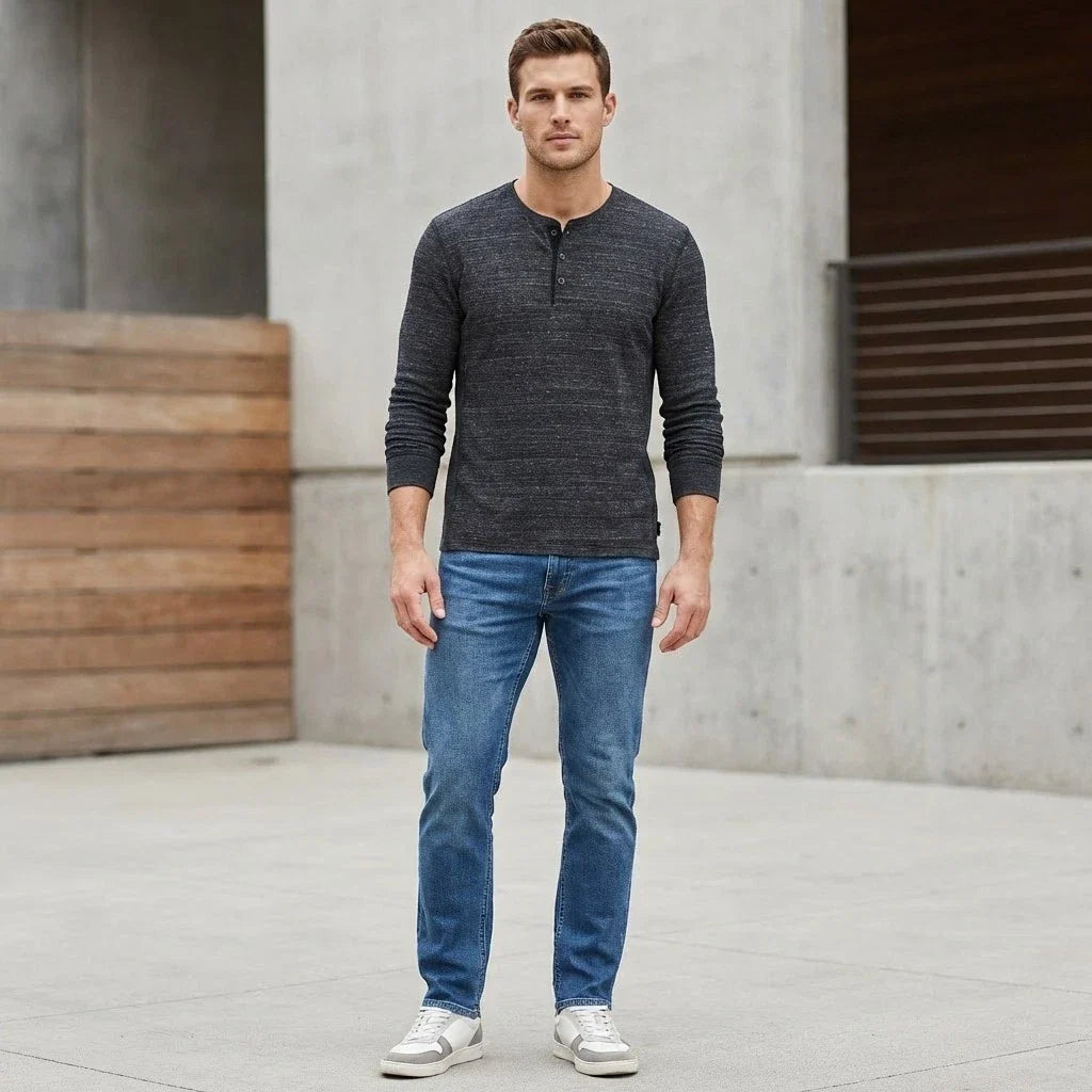 Express Henley Shirt Mens Large Charcoal Gray Waffle Knit Minimalist Grunge Unisex T-shirt, Sweatshirt, Hoodie, Long Sleeve Tee - T-Shirt, Sweatshirt, Hoodie