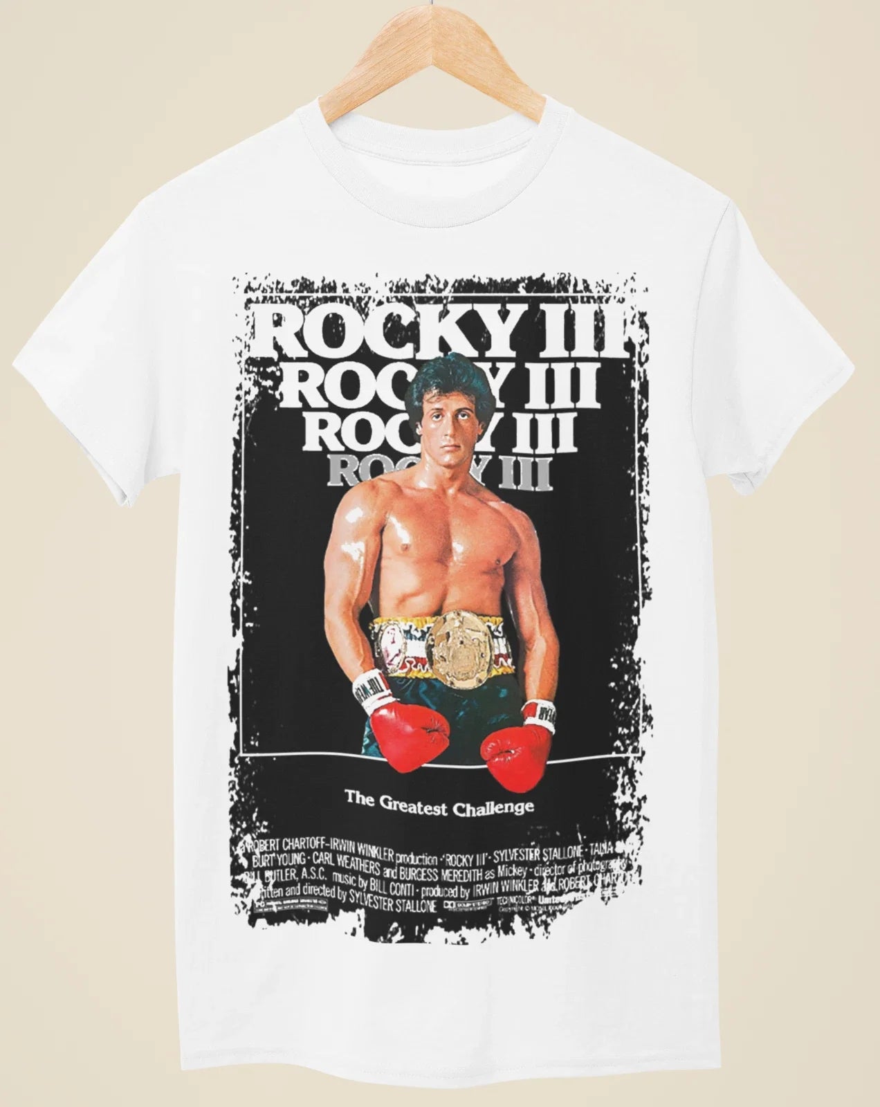 Rocky III - Movie Poster Inspired Unisex White T-Shirt Unisex T-shirt, Sweatshirt, Hoodie, Long Sleeve Tee - T-Shirt, Sweatshirt, Hoodie