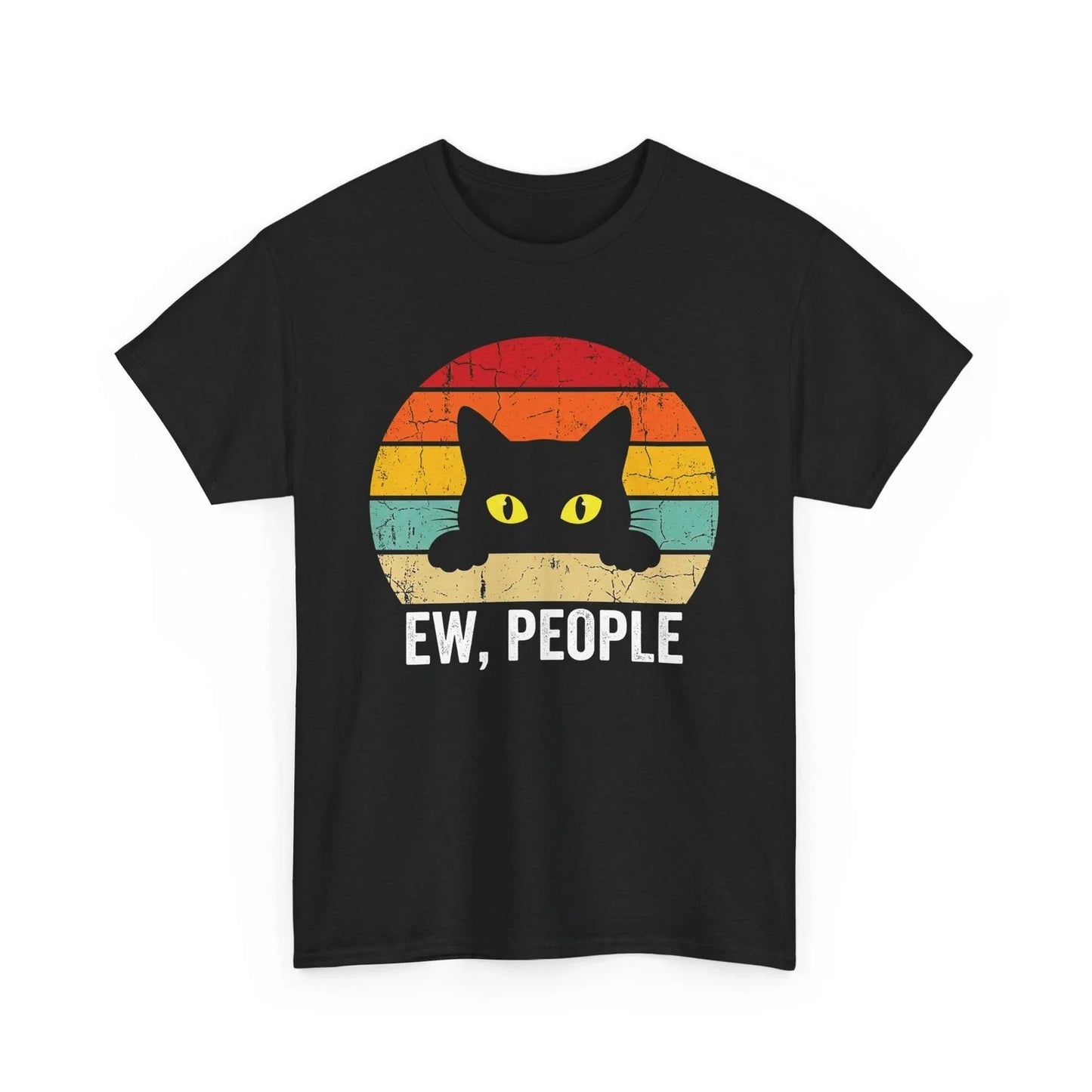 Ew People Black Cat Shirt Funny Cat Lover Introvert Humor Vintage Retro Tee Unisex T-shirt, Sweatshirt, Hoodie, Long Sleeve Tee - T-Shirt, Sweatshirt, Hoodie