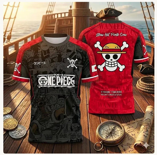 Anime Pirate Skull T Shirt, Luffy Sport , 3D Print Casual Tee Unisex T-shirt, Sweatshirt, Hoodie, Long Sleeve Tee - T-Shirt, Sweatshirt, Hoodie