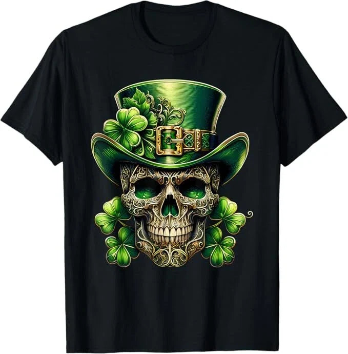 Sugar Skull St Patrick Day of the Dead Lucky Shamrock T-Shirt Unisex T-shirt, Sweatshirt, Hoodie, Long Sleeve Tee - T-Shirt, Sweatshirt, Hoodie