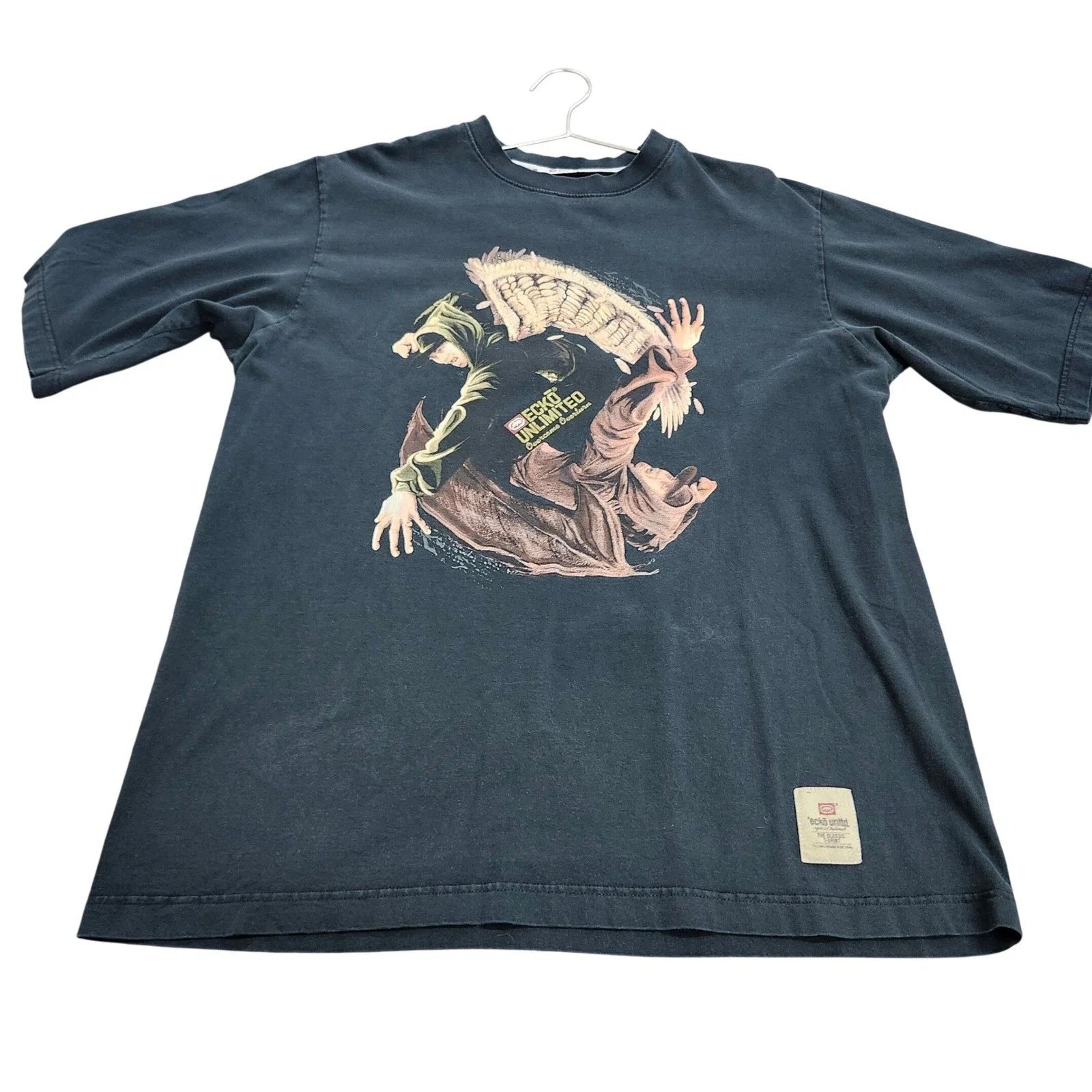 Ecko Unltd Overcome Overturn Graphic T-Shirt Faded Black Mens XL Streetwear Unisex T-shirt, Sweatshirt, Hoodie, Long Sleeve Tee - T-Shirt, Sweatshirt, Hoodie