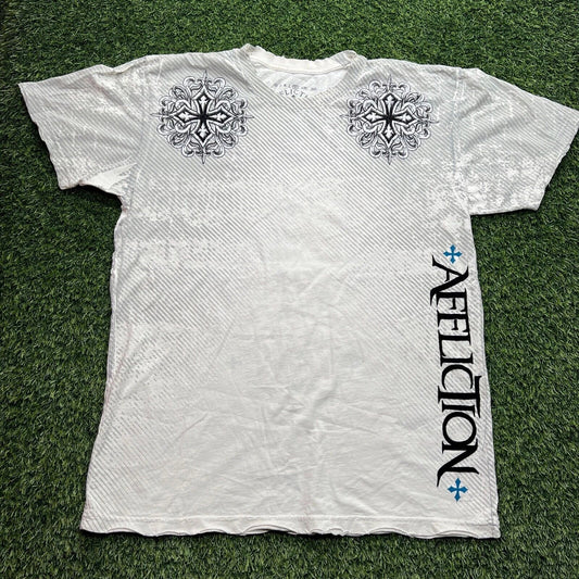 Affliction T Shirt Men Large L White Short Sleeve Skate Y2K Cyber Grunge Unisex T-shirt, Sweatshirt, Hoodie, Long Sleeve Tee - T-Shirt, Sweatshirt, Hoodie