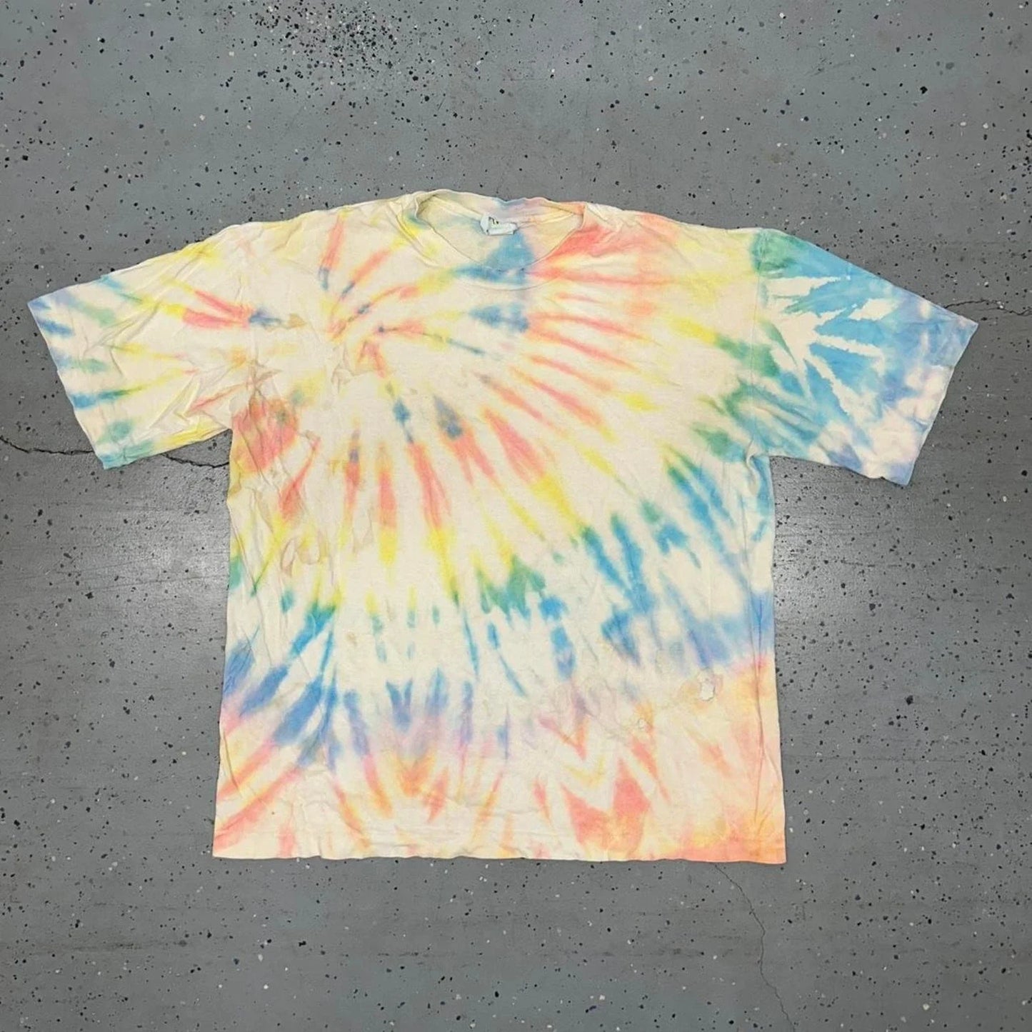 VTG Distressed Multi-coloured cotton tie-dye tee Unisex T-shirt, Sweatshirt, Hoodie, Long Sleeve Tee - T-Shirt, Sweatshirt, Hoodie