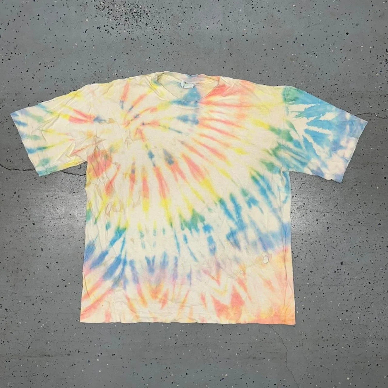 VTG Distressed Multi-coloured cotton tie-dye tee Unisex T-shirt, Sweatshirt, Hoodie, Long Sleeve Tee - T-Shirt, Sweatshirt, Hoodie