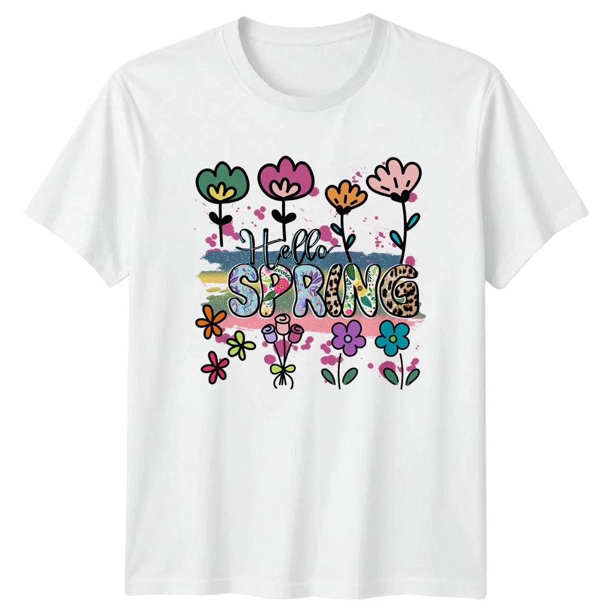Hello Spring Womens T-Shirt Floral Boho Nature Mothers Day Unisex T-shirt, Sweatshirt, Hoodie, Long Sleeve Tee - T-Shirt, Sweatshirt, Hoodie