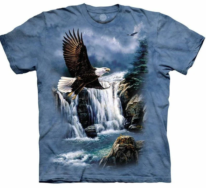 Majestic Flight Eagle Bird The Mountain Waterfall Blue Nature T-Shirt Adult S-3X Unisex T-shirt, Sweatshirt, Hoodie, Long Sleeve Tee - T-Shirt, Sweatshirt, Hoodie