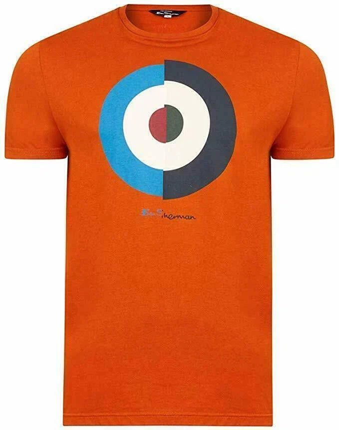 Mens Ben Sherman Retro Soft Cotton Target T-Shirt 58822 - Cinnamon Rust Unisex T-shirt, Sweatshirt, Hoodie, Long Sleeve Tee - T-Shirt, Sweatshirt, Hoodie
