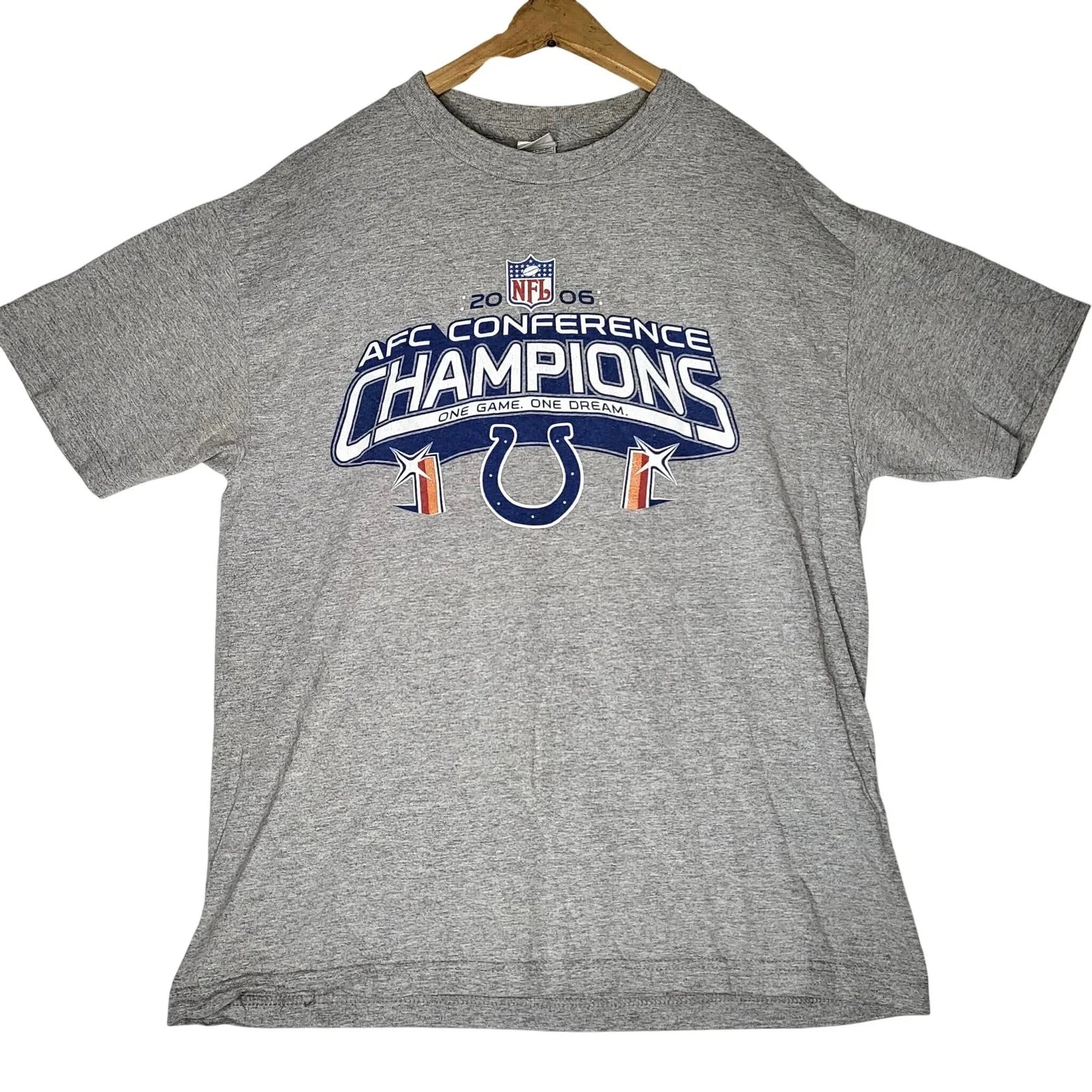 Alstyle Mens Indianapolis Colts 2006 AFC Conference Champions Grey T-Shirt L Unisex T-shirt, Sweatshirt, Hoodie, Long Sleeve Tee - T-Shirt, Sweatshirt, Hoodie