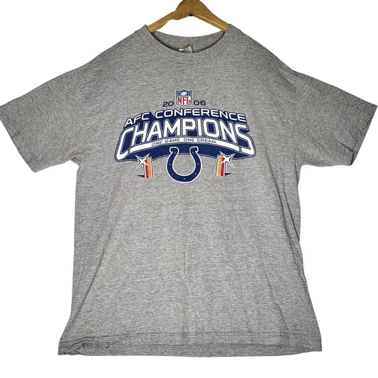 Alstyle Mens Indianapolis Colts 2006 AFC Conference Champions Grey T-Shirt L Unisex T-shirt, Sweatshirt, Hoodie, Long Sleeve Tee - T-Shirt, Sweatshirt, Hoodie