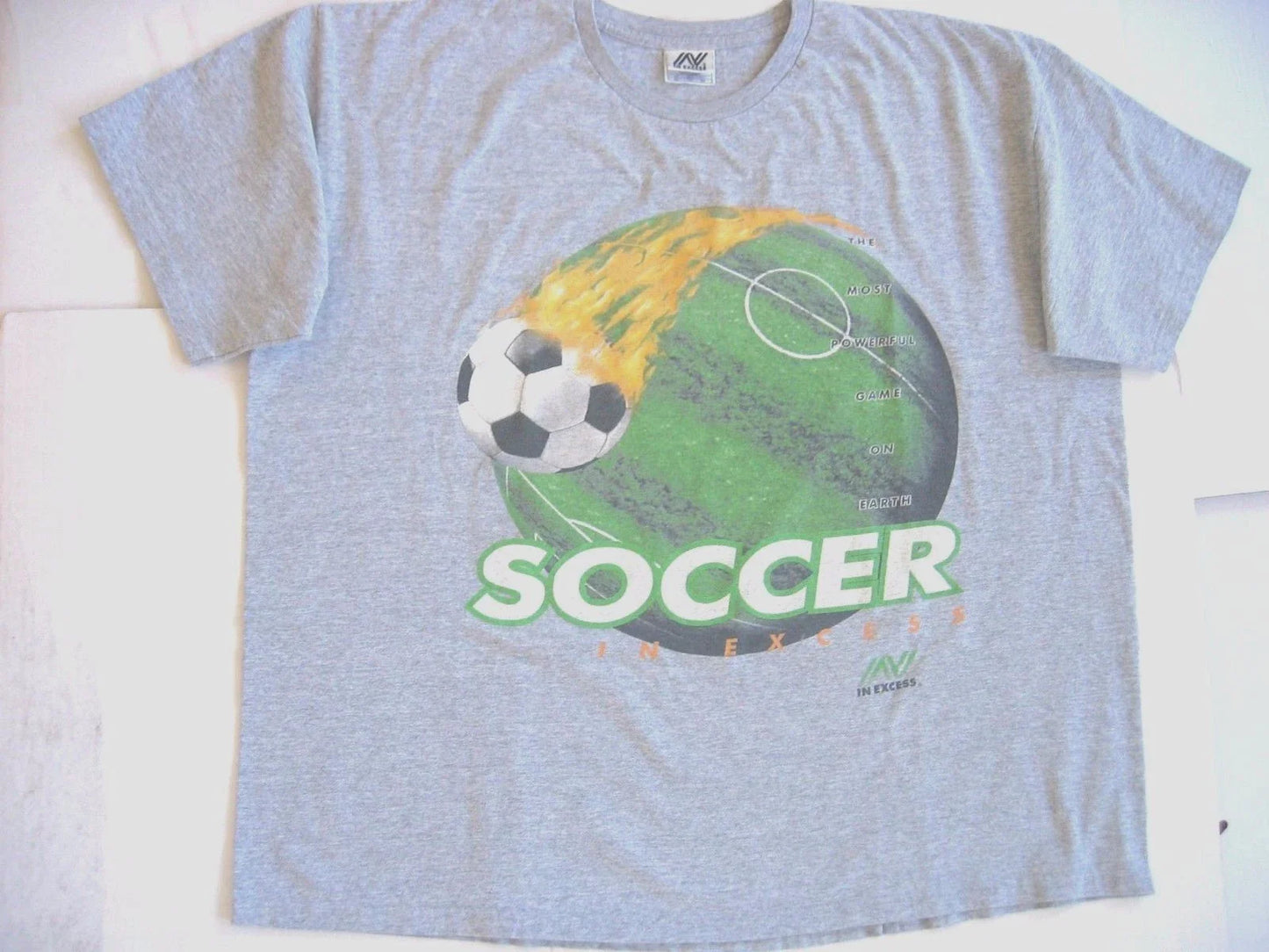 sz XXL~Grey~Graphic T-SHIRT~IN EXCESS~SOCCER logo~100% Cotton~Short sleeves Unisex T-shirt, Sweatshirt, Hoodie, Long Sleeve Tee - T-Shirt, Sweatshirt, Hoodie