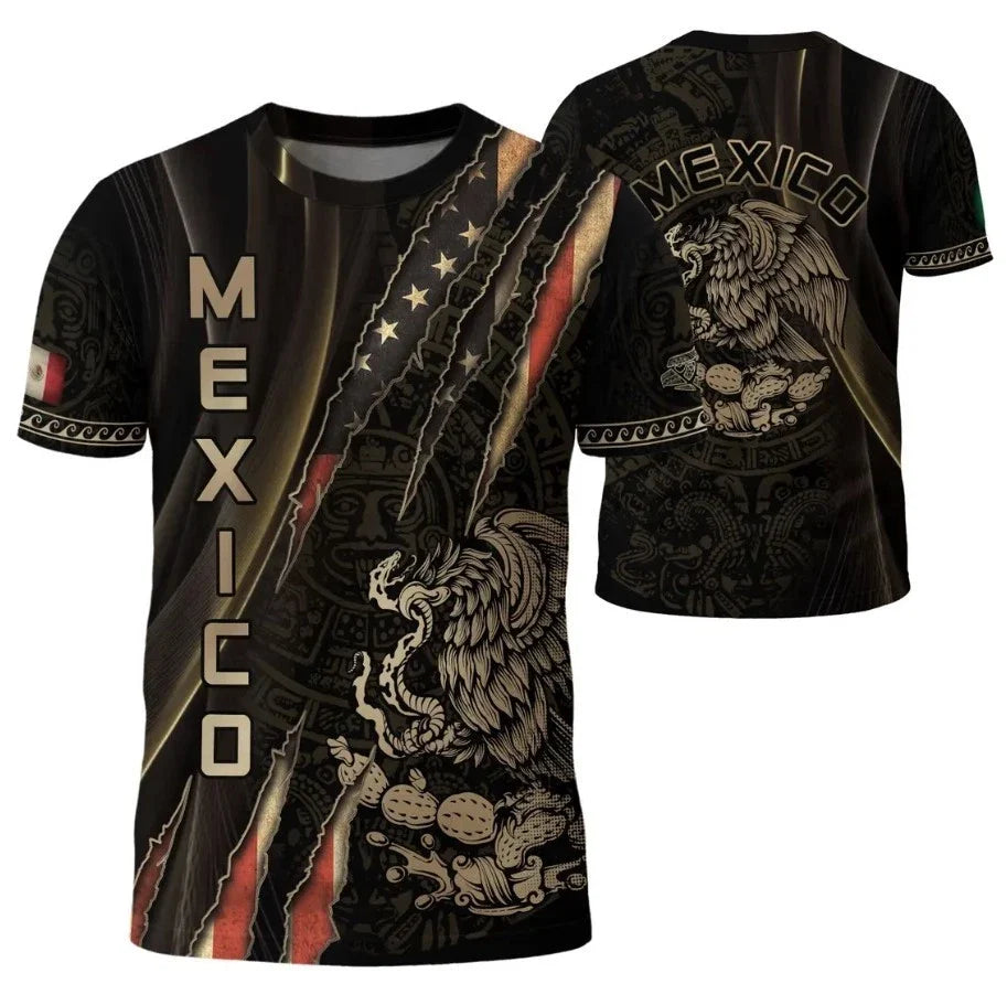 Mexican Aztec Art T-Shirt 3D, Mexico Flag Shirt for Patriot, Mexican Clothes Men Unisex T-shirt, Sweatshirt, Hoodie, Long Sleeve Tee - T-Shirt, Sweatshirt, Hoodie