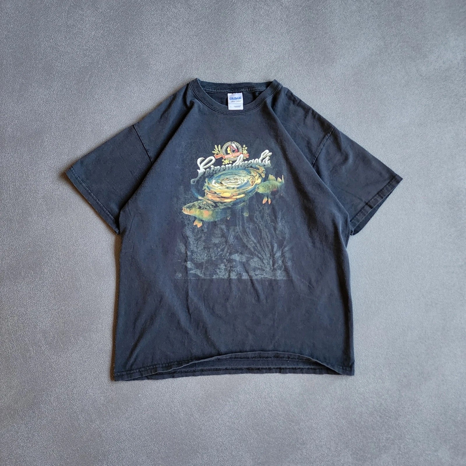 Vintage Y2K Leinenkugels Fish Pond Black Shirt Large Unisex T-shirt, Sweatshirt, Hoodie, Long Sleeve Tee - T-Shirt, Sweatshirt, Hoodie