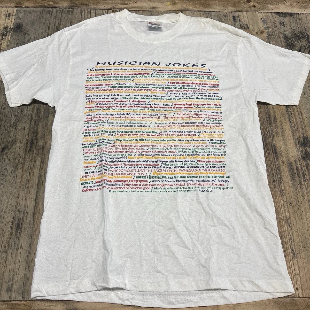 Vintage White Y2K Musician Jokes T-shirt Adult Medium Unisex T-shirt, Sweatshirt, Hoodie, Long Sleeve Tee - T-Shirt, Sweatshirt, Hoodie