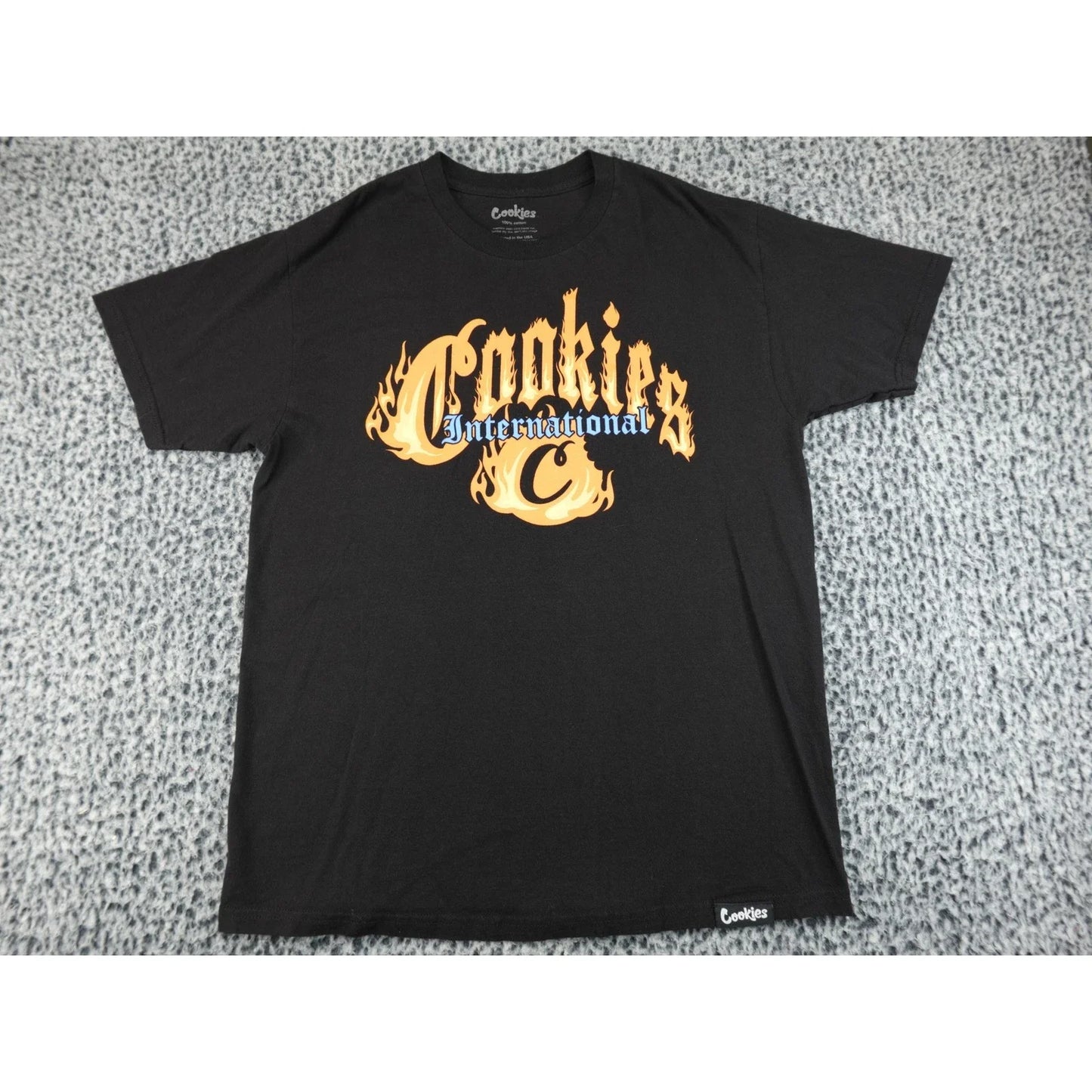 Cookies International T-Shirt Mens Large Black Flame Graphic Streetwear Tee L Unisex T-shirt, Sweatshirt, Hoodie, Long Sleeve Tee - T-Shirt, Sweatshirt, Hoodie