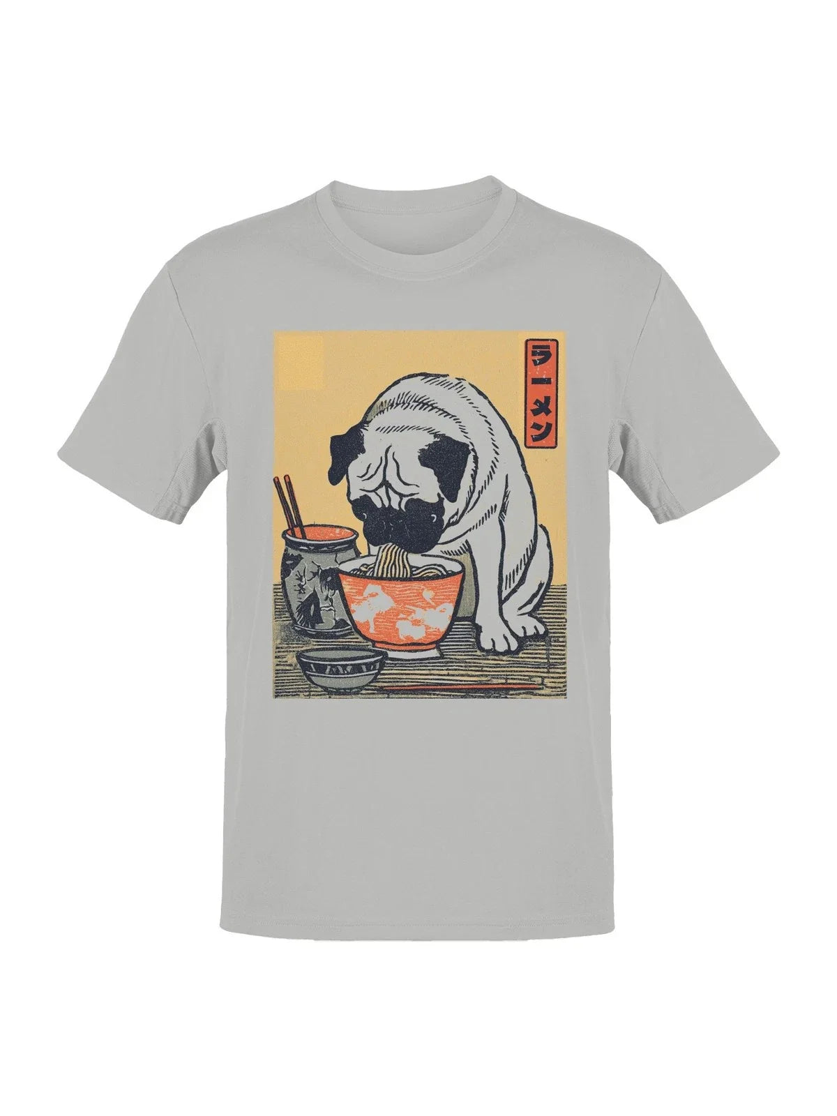 Pug Enjoying Ramen Art Print Men's T-shirt Unisex T-shirt, Sweatshirt, Hoodie, Long Sleeve Tee - T-Shirt, Sweatshirt, Hoodie