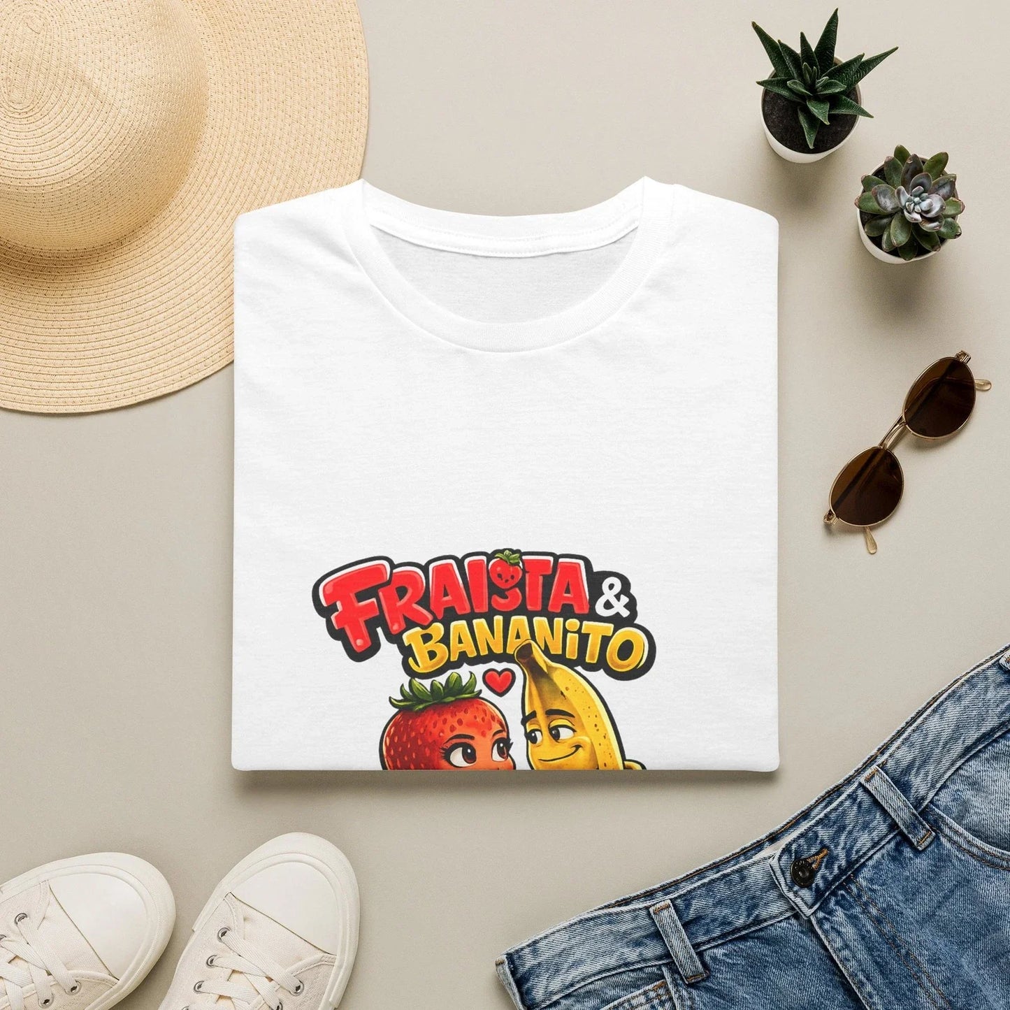 Frajita & Bananito Cartoon Fruit Couple T-Shirt | Cute Fruit Characters Unisex T-shirt, Sweatshirt, Hoodie, Long Sleeve Tee - T-Shirt, Sweatshirt, Hoodie