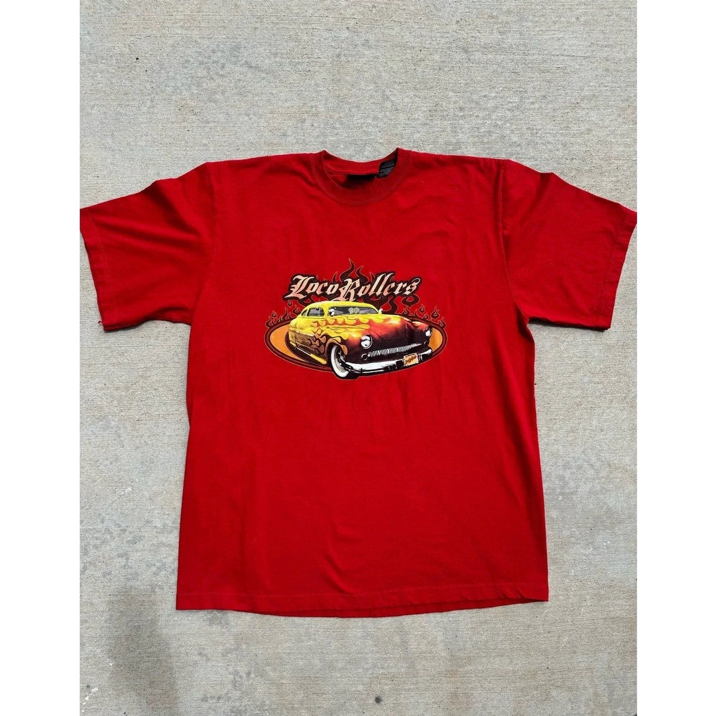 No Boundaries Vintage Mens Loco Rollers T-Shirt Red Glittery Car Graphic L Y2K Unisex T-shirt, Sweatshirt, Hoodie, Long Sleeve Tee - T-Shirt, Sweatshirt, Hoodie