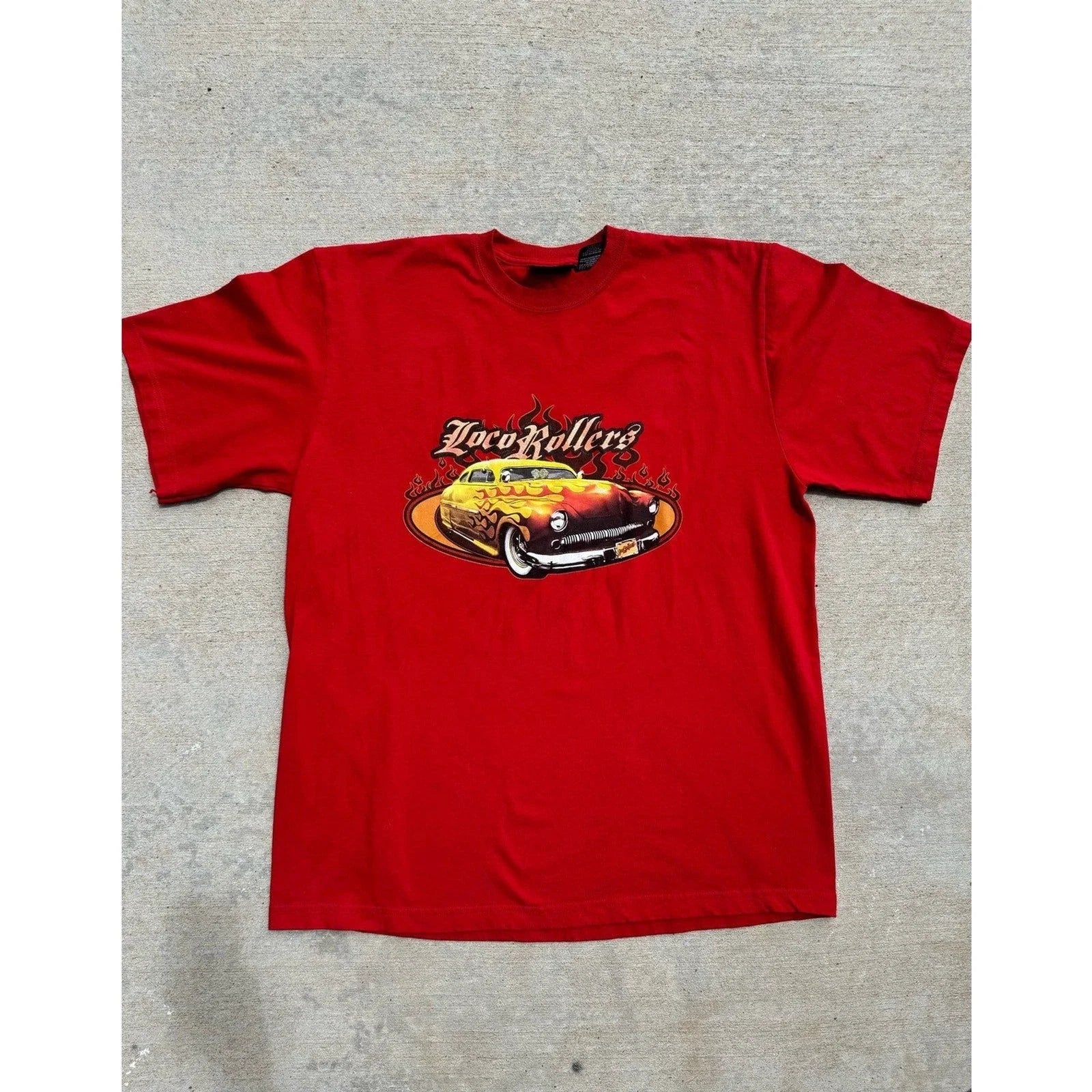 No Boundaries Vintage Mens Loco Rollers T-Shirt Red Glittery Car Graphic L Y2K Unisex T-shirt, Sweatshirt, Hoodie, Long Sleeve Tee - T-Shirt, Sweatshirt, Hoodie