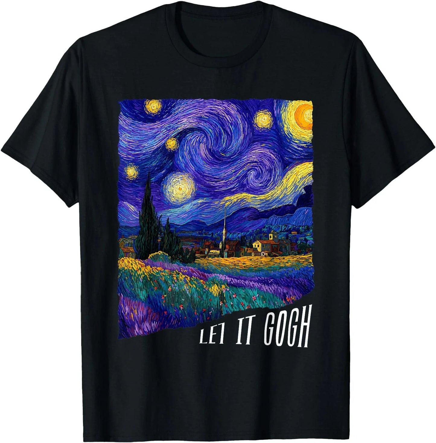 Let it Gogh Funny Vincent Van Gogh Starry Night Design T-Shirt Unisex T-shirt, Sweatshirt, Hoodie, Long Sleeve Tee - T-Shirt, Sweatshirt, Hoodie