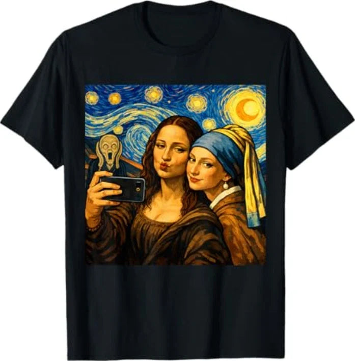Famous Paintings Selfie Funny Art History Lover Tee T-Shirt Unisex T-shirt, Sweatshirt, Hoodie, Long Sleeve Tee - T-Shirt, Sweatshirt, Hoodie