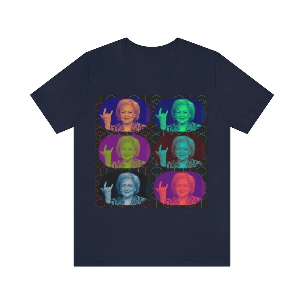 Short Sleeve T-shirt Betty White Rock On Iconic Pop Art Tee Unisex T-shirt, Sweatshirt, Hoodie, Long Sleeve Tee - T-Shirt, Sweatshirt, Hoodie