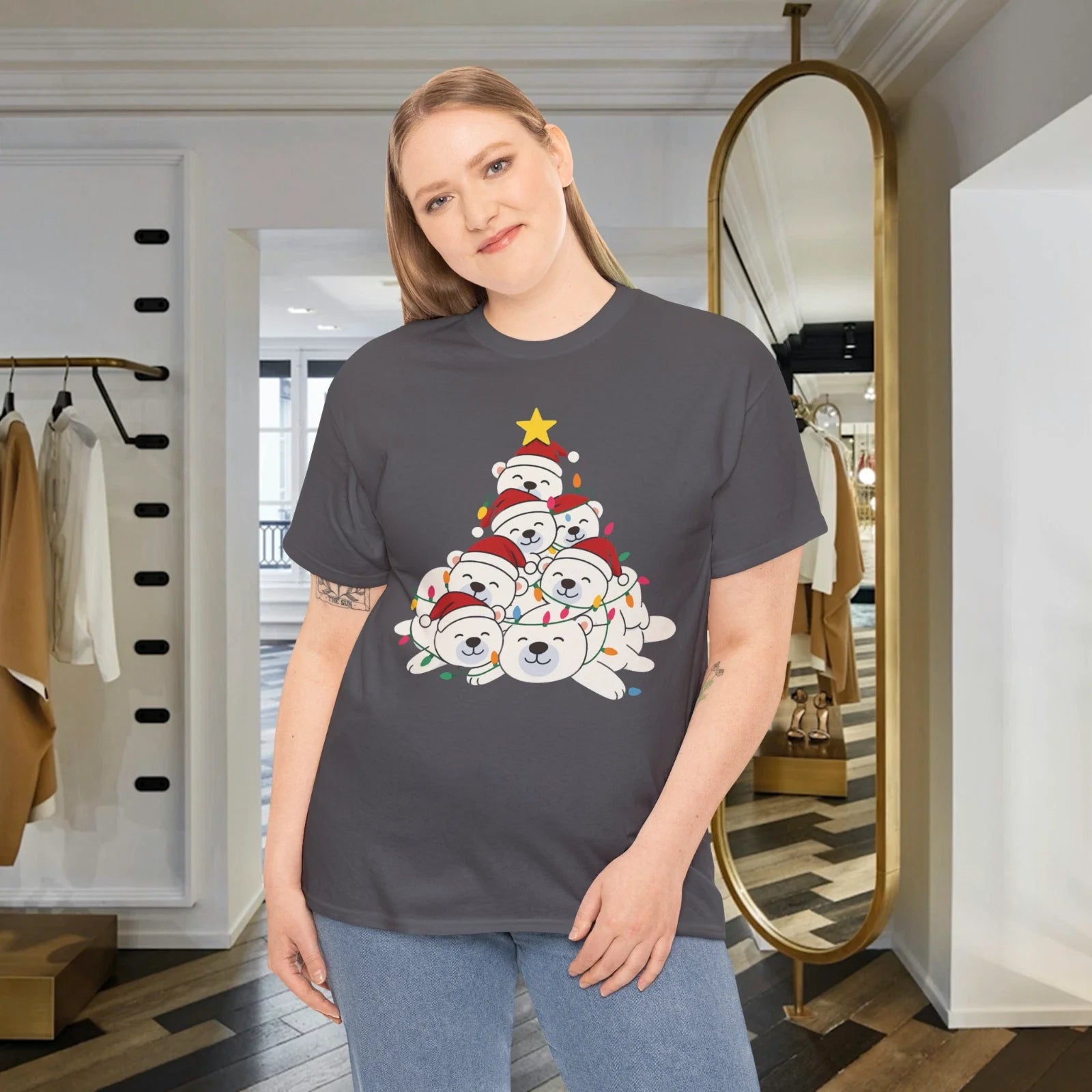 Funny Polar Bear Christmas Tree Cute Holiday Animal T-Shirt Unisex T-shirt, Sweatshirt, Hoodie, Long Sleeve Tee - T-Shirt, Sweatshirt, Hoodie