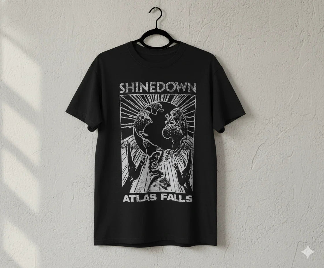 Shinedown Atlas Falls Rock Band Graphic Black T-Shirt - T143 Unisex T-shirt, Sweatshirt, Hoodie, Long Sleeve Tee - T-Shirt, Sweatshirt, Hoodie