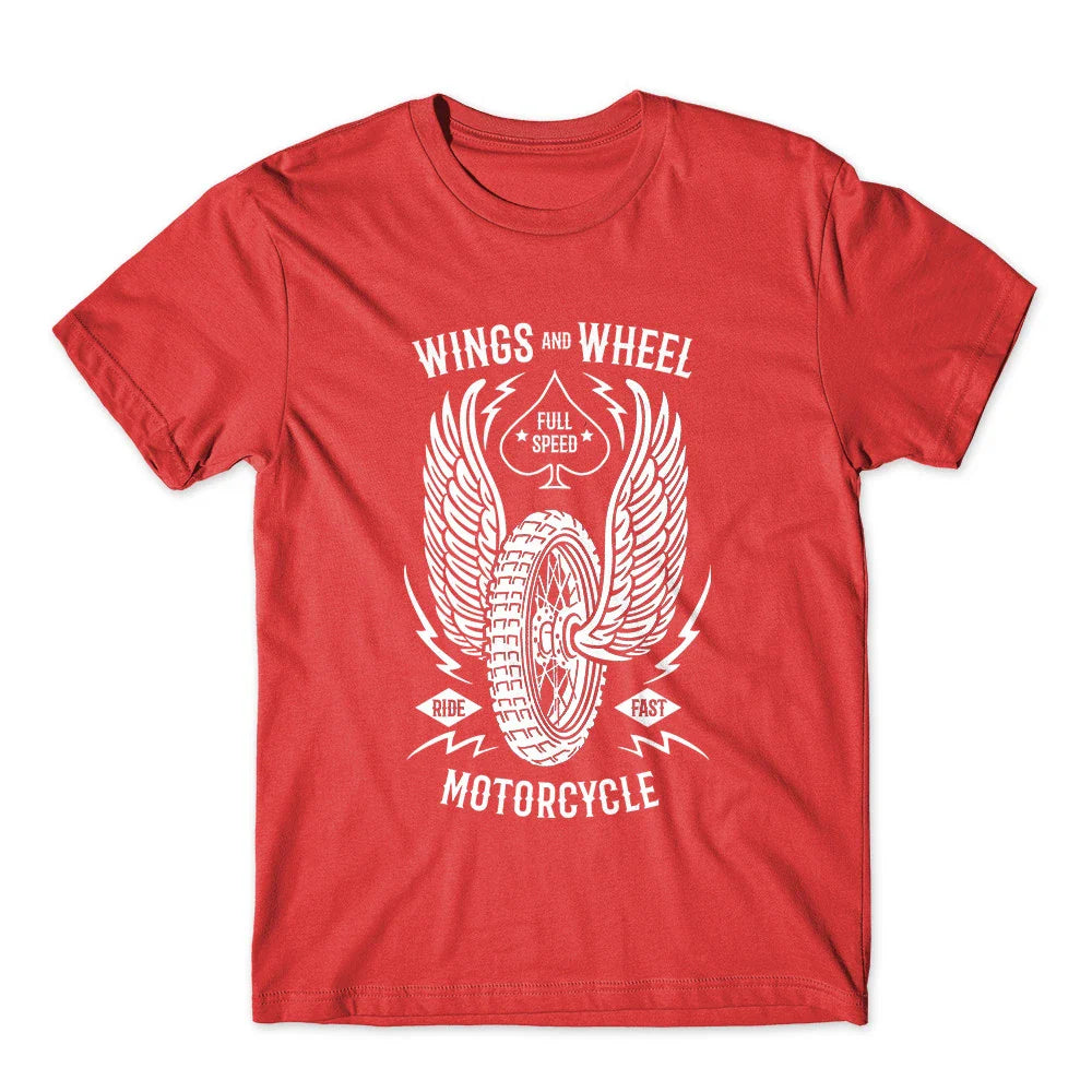 Wings And Wheel T-Shirt. Motorcycle Biker Tee 100% Cotton Premium Tee NEW Unisex T-shirt, Sweatshirt, Hoodie, Long Sleeve Tee - T-Shirt, Sweatshirt, Hoodie