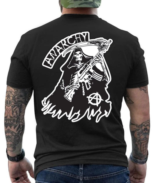 Anarchy Grim Reaper Skull Biker Graphic Design  T- Shirt Unisex T-shirt, Sweatshirt, Hoodie, Long Sleeve Tee - T-Shirt, Sweatshirt, Hoodie