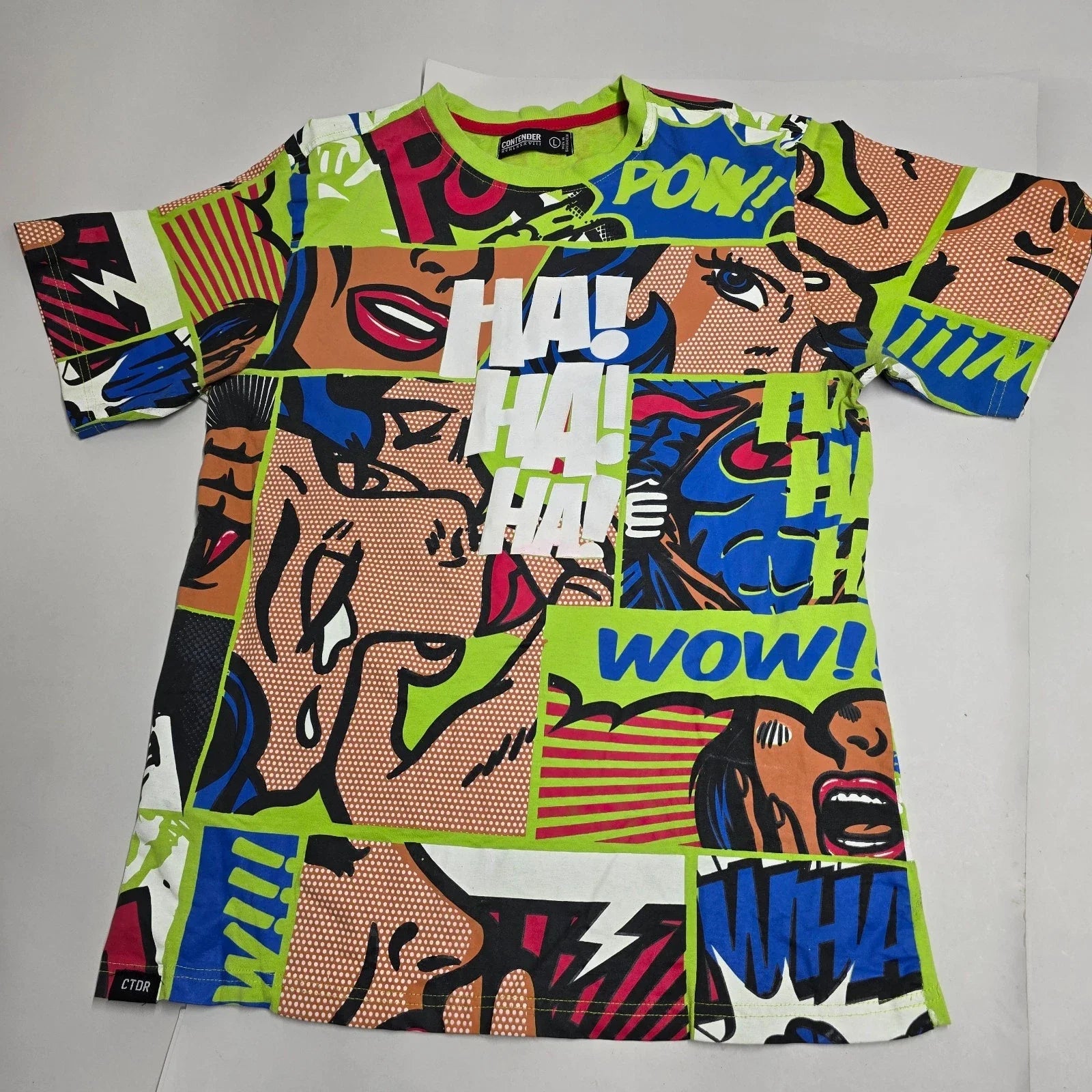 Contender Lime Green Pop Art Graphic T-Shirt Large Comic Book Ha Ha Ha Unisex T-shirt, Sweatshirt, Hoodie, Long Sleeve Tee - T-Shirt, Sweatshirt, Hoodie