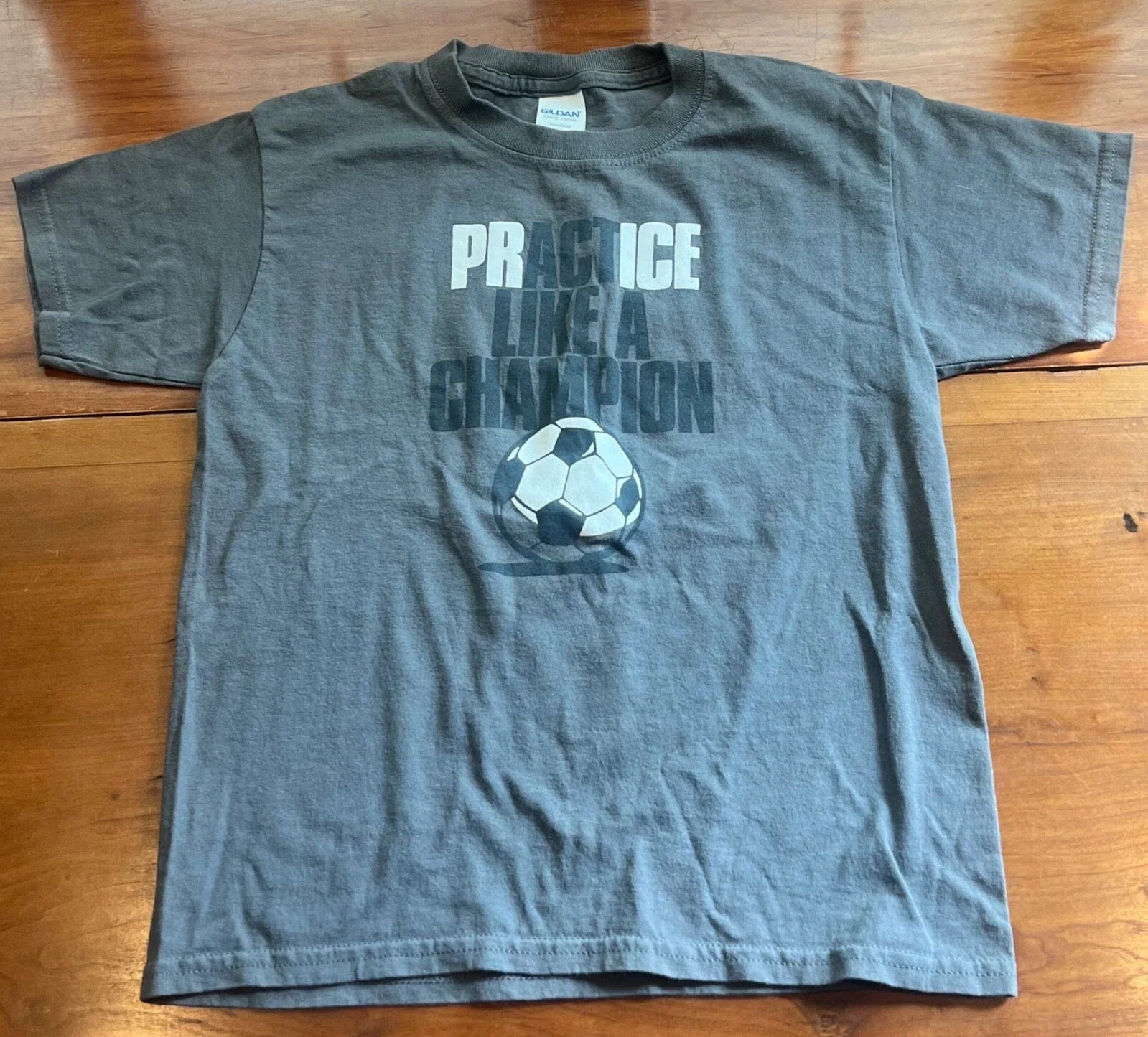 Practice Like A Champion T Shirt Small Grey Soccer Ball Graphic Tee Shirt Unisex T-shirt, Sweatshirt, Hoodie, Long Sleeve Tee - T-Shirt, Sweatshirt, Hoodie