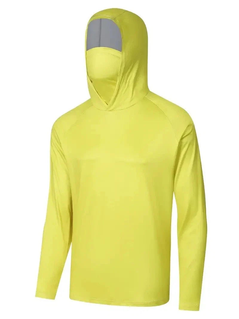 Hoodie Face Mask Long Sleeve T- Shirt 100% Polyester Material for UV Protection Unisex T-shirt, Sweatshirt, Hoodie, Long Sleeve Tee - T-Shirt, Sweatshirt, Hoodie