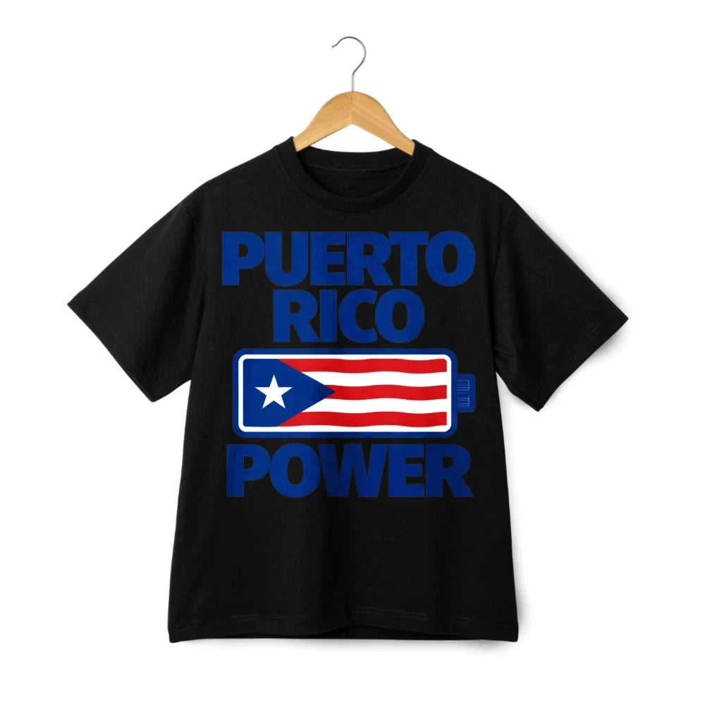 Puerto Rico Power Battery Print T-Shirt, Island Pride Casual Tee Unisex T-shirt, Sweatshirt, Hoodie, Long Sleeve Tee - T-Shirt, Sweatshirt, Hoodie