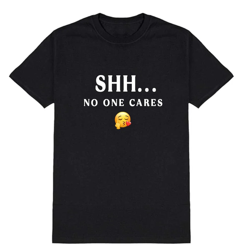 Hanger Craft Unisex NO ONE CARES Printed T-Shirt Funny Sarcasm Humor Tee Top Gif Unisex T-shirt, Sweatshirt, Hoodie, Long Sleeve Tee - T-Shirt, Sweatshirt, Hoodie