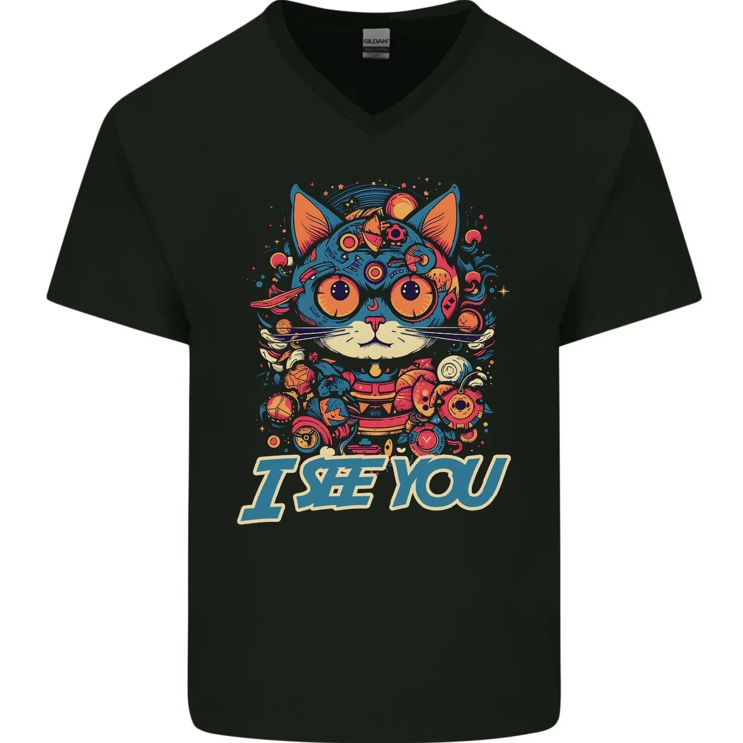 Kawaii Cat Mens V-Neck Cotton T-Shirt Unisex T-shirt, Sweatshirt, Hoodie, Long Sleeve Tee - T-Shirt, Sweatshirt, Hoodie