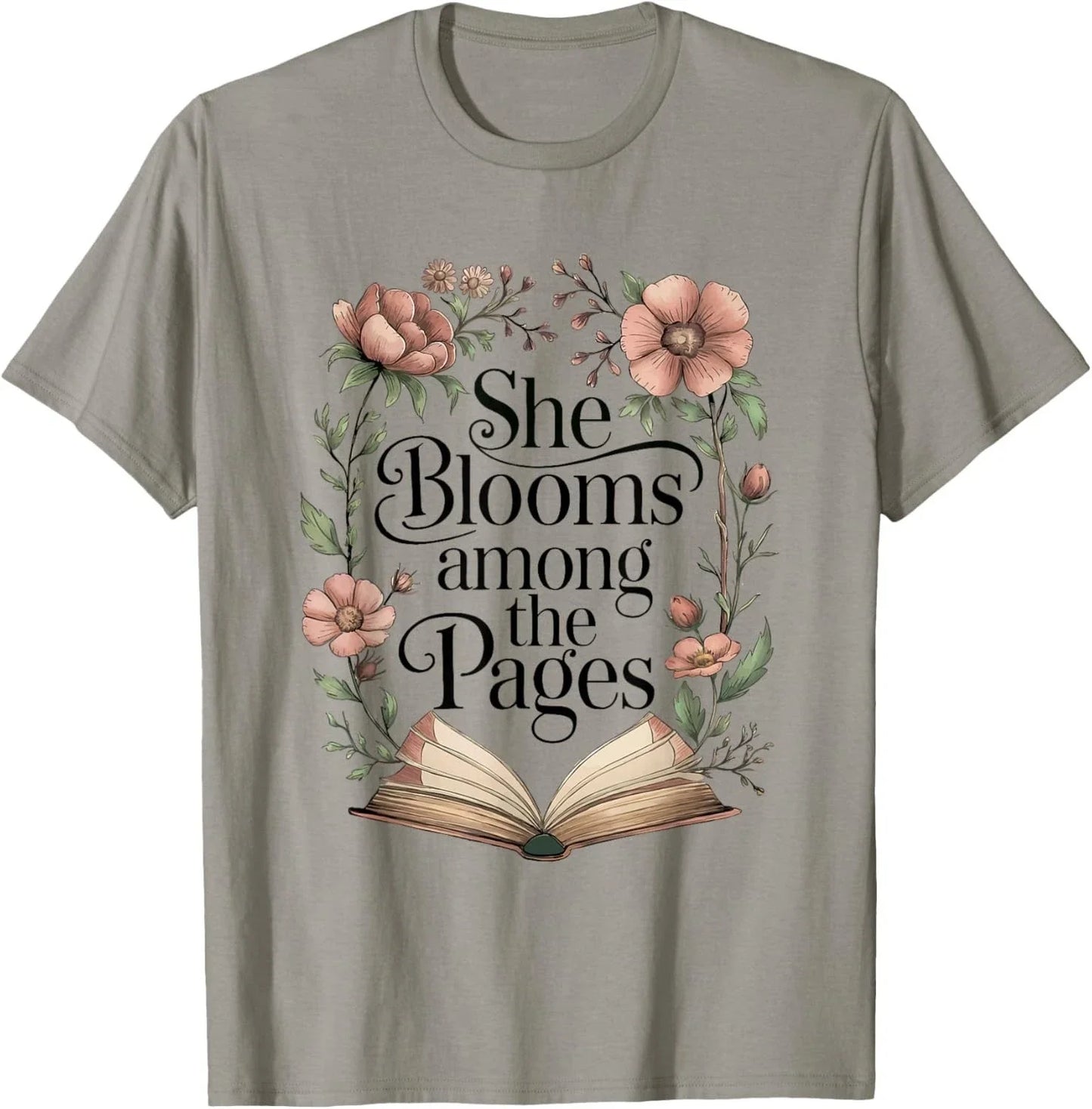She Blooms Among The Pages Women Mom Wife Floral Book Lover Gift Unisex T-Shirt Unisex T-shirt, Sweatshirt, Hoodie, Long Sleeve Tee - T-Shirt, Sweatshirt, Hoodie