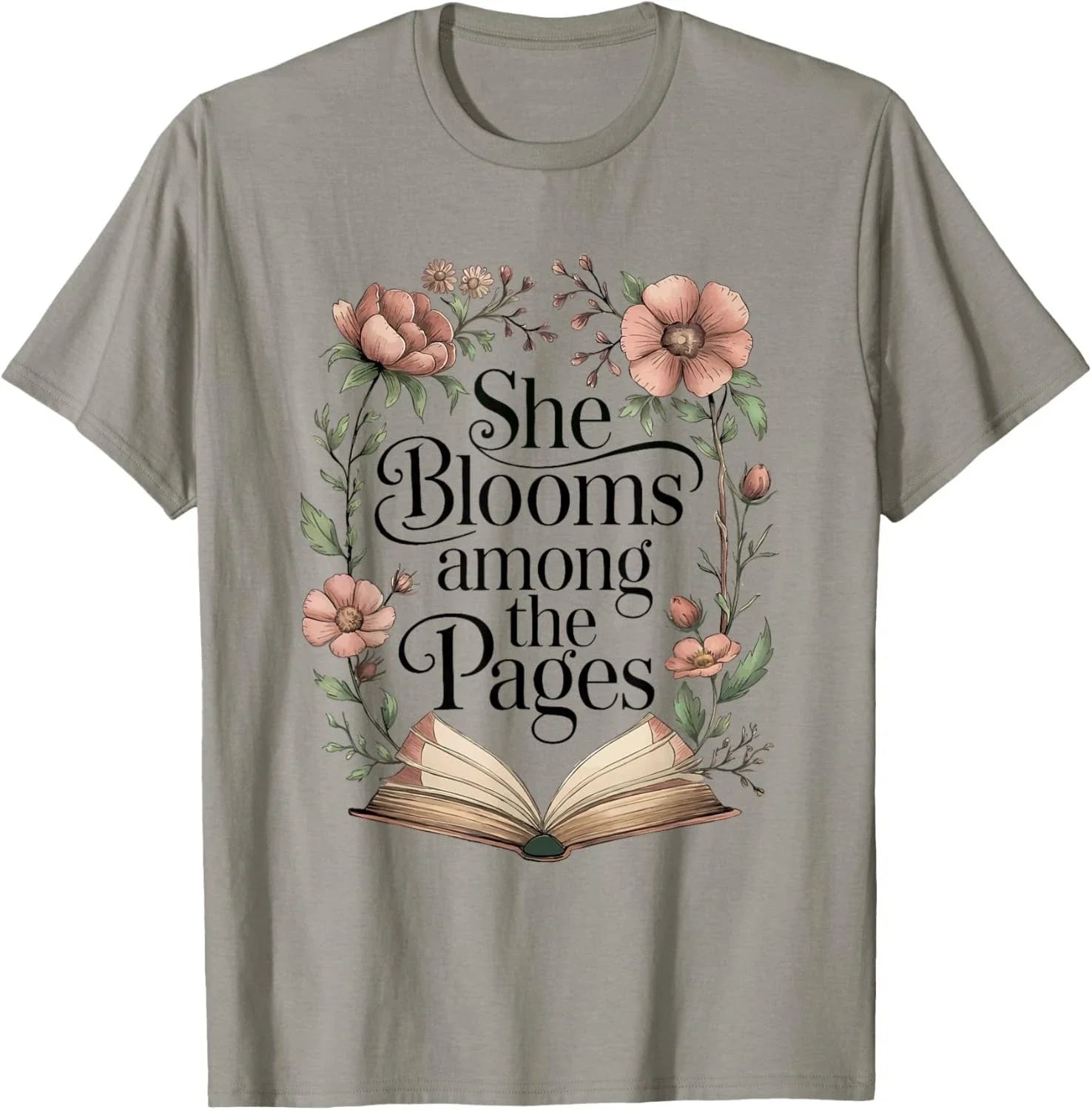 She Blooms Among The Pages Women Mom Wife Floral Book Lover Gift Unisex T-Shirt Unisex T-shirt, Sweatshirt, Hoodie, Long Sleeve Tee - T-Shirt, Sweatshirt, Hoodie
