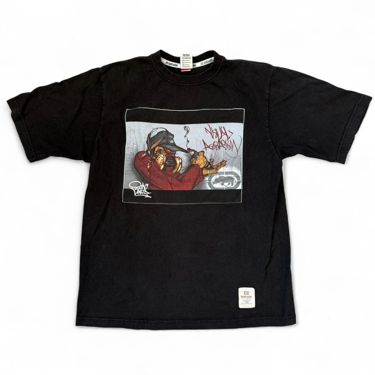 Vintage Ecko Unltd. Visual Assassin Black Graphic Tee Adult Medium Grunge Y2K Unisex T-shirt, Sweatshirt, Hoodie, Long Sleeve Tee - T-Shirt, Sweatshirt, Hoodie